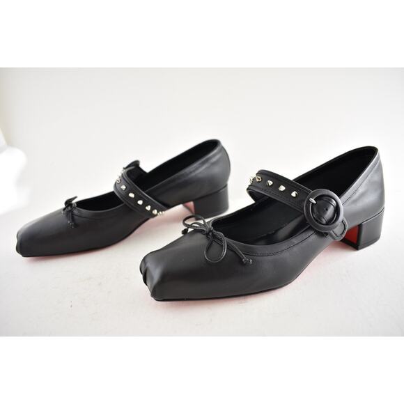 Christian Louboutin Mamastrapita Spikes 30 Black Maryjane Ballet Heel Flat 41 - Picture 13 of 16